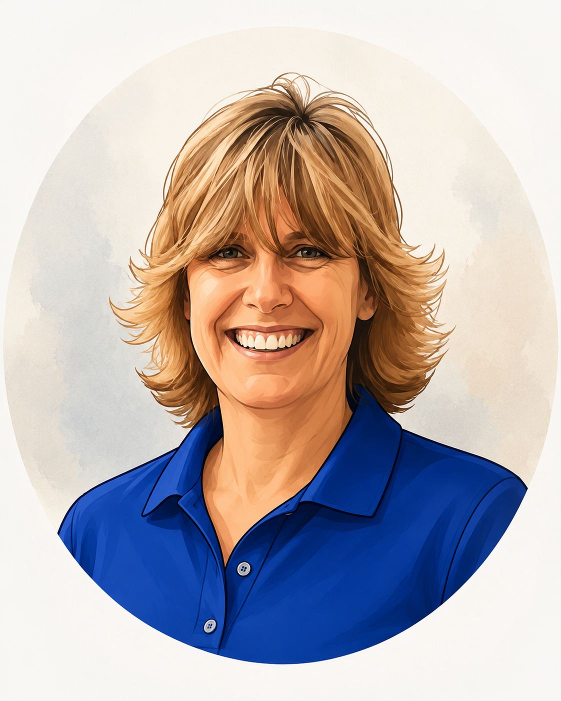Illustrated temporary portrait of Liz Le Roux